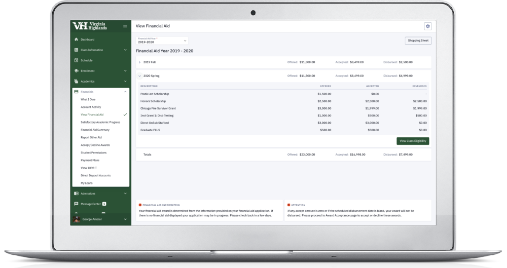 View Financial Aid